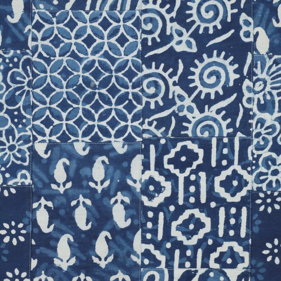 Patchwork de batik artisanal unique - Pétrol