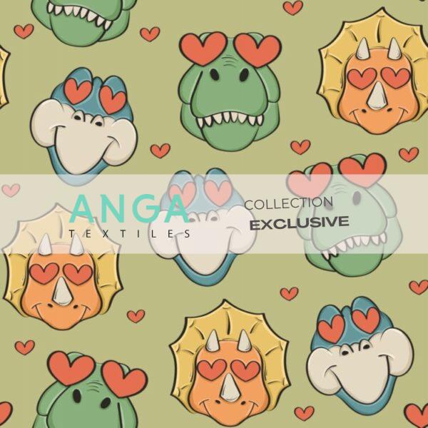 French Terry extensible - Coeur de dinosaure