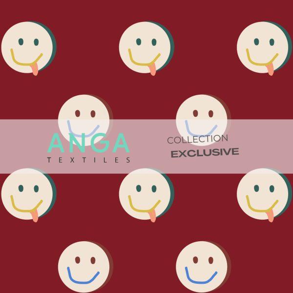 French Terry extensible - Bonhomme sourire rouge