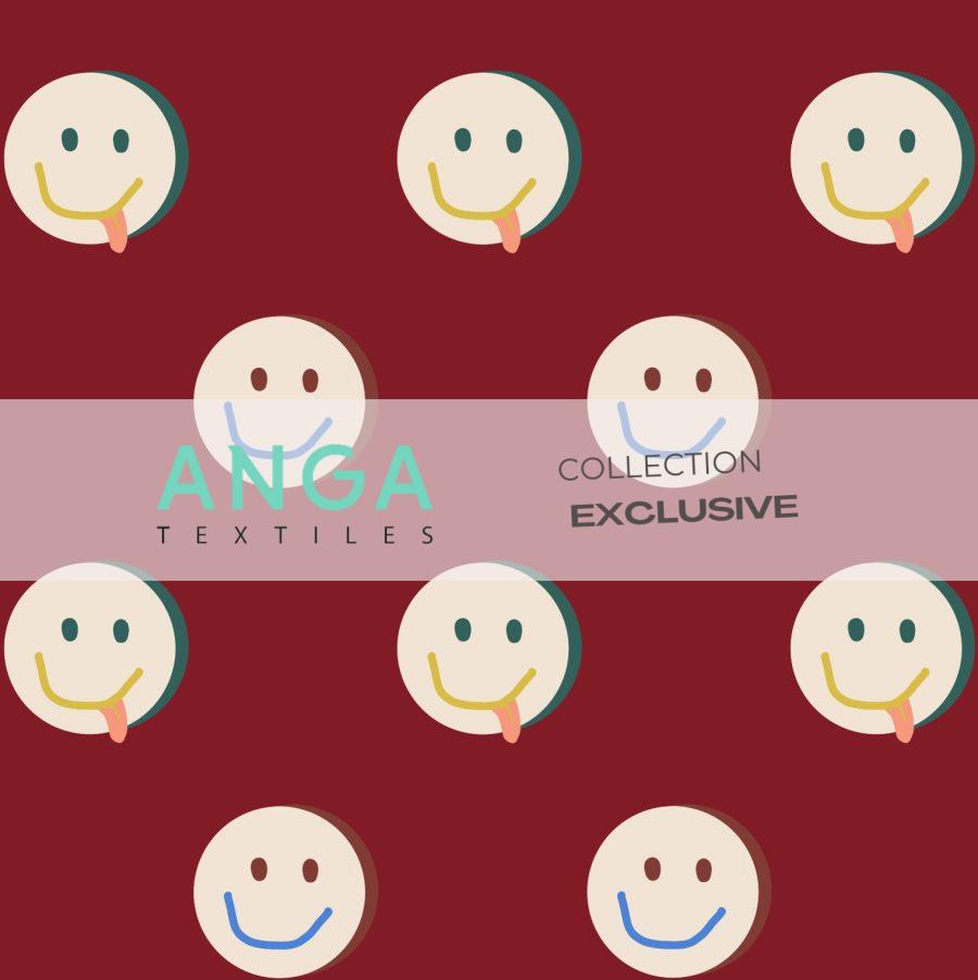 French Terry extensible - Bonhomme sourire rouge