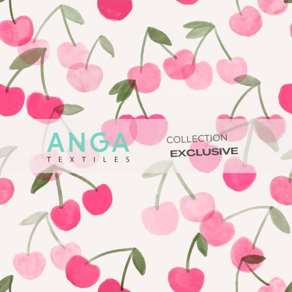 Jersey - Cerises roses - FIN DE ROULEAU 0,31 m