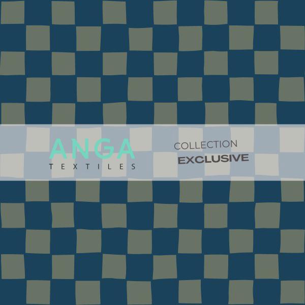 Jersey - Damier denim et kaki