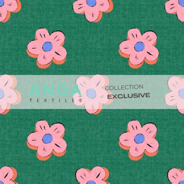 Coton ouaté - Fleurs roses